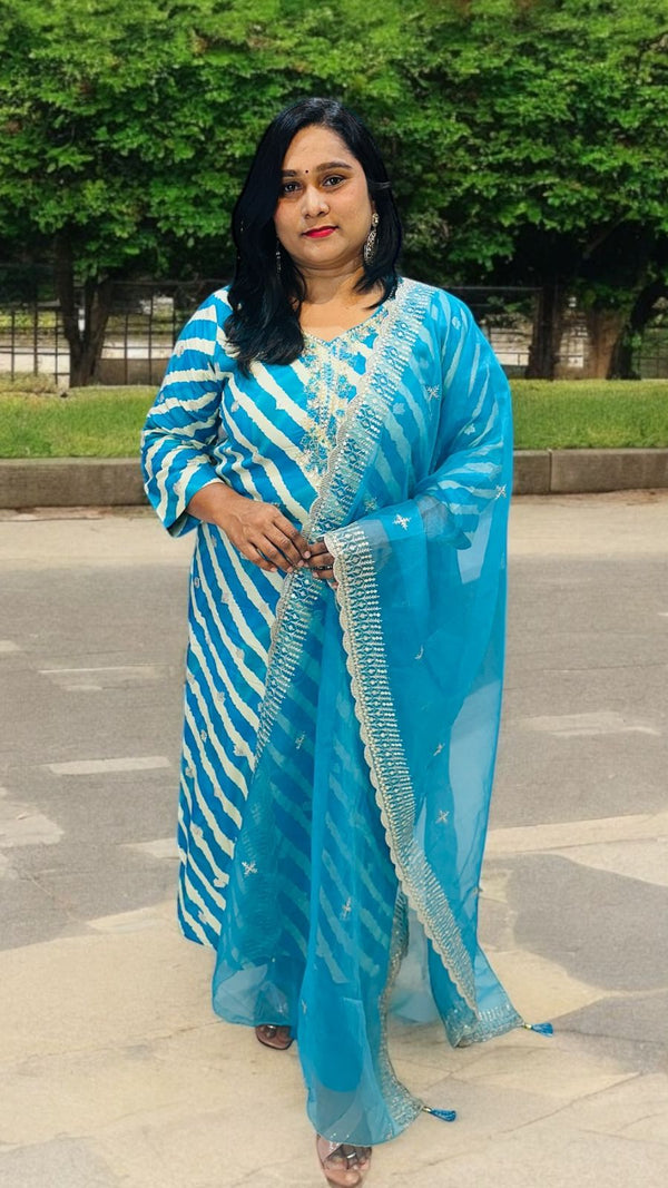 Blue Lehariya Suit set-NEW ARRIVAL