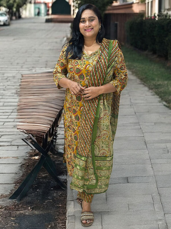 Mustard Yellow Shefali Kalamkari Suit set