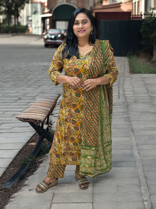 Mustard Yellow Shefali Kalamkari Suit set