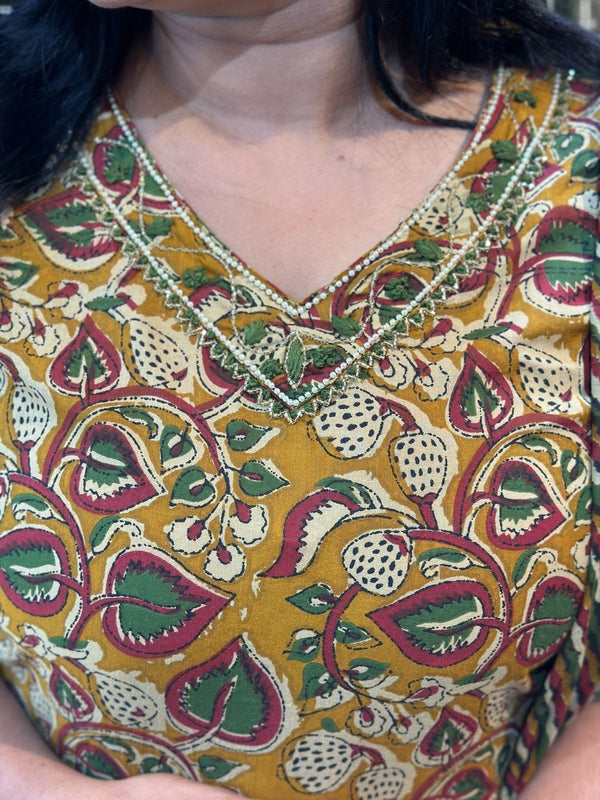 Mustard Yellow Shefali Kalamkari Suit set