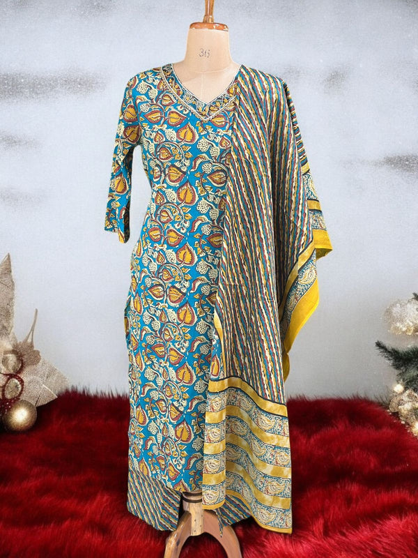 Blue Shefali Kalamkari Suit set