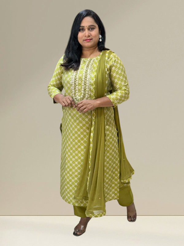 Green Bhavna Bhandini Muslin Suit set