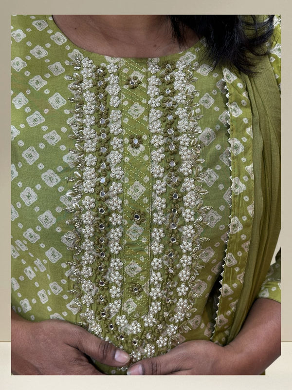 Green Bhavna Bhandini Muslin Suit set
