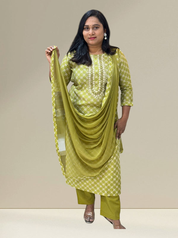 Green Bhavna Bhandini Muslin Suit set
