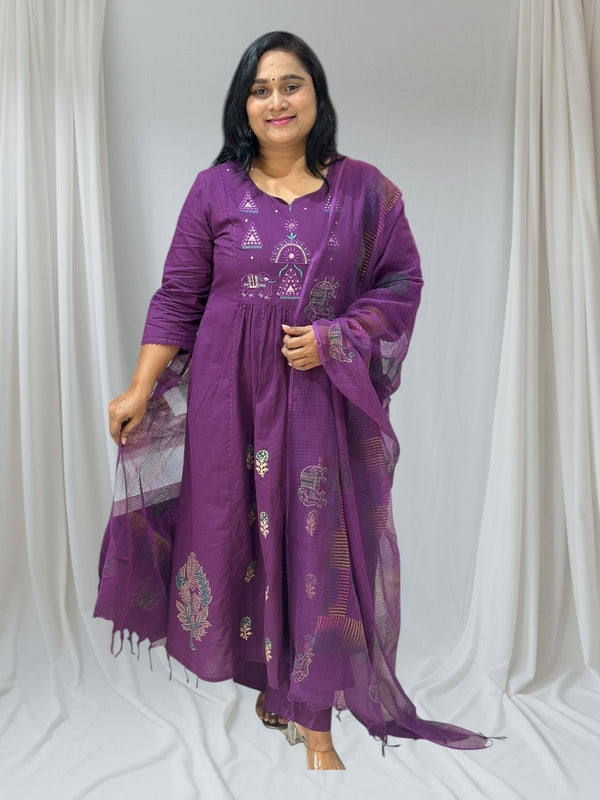 Purple Anuja Cotton suit set