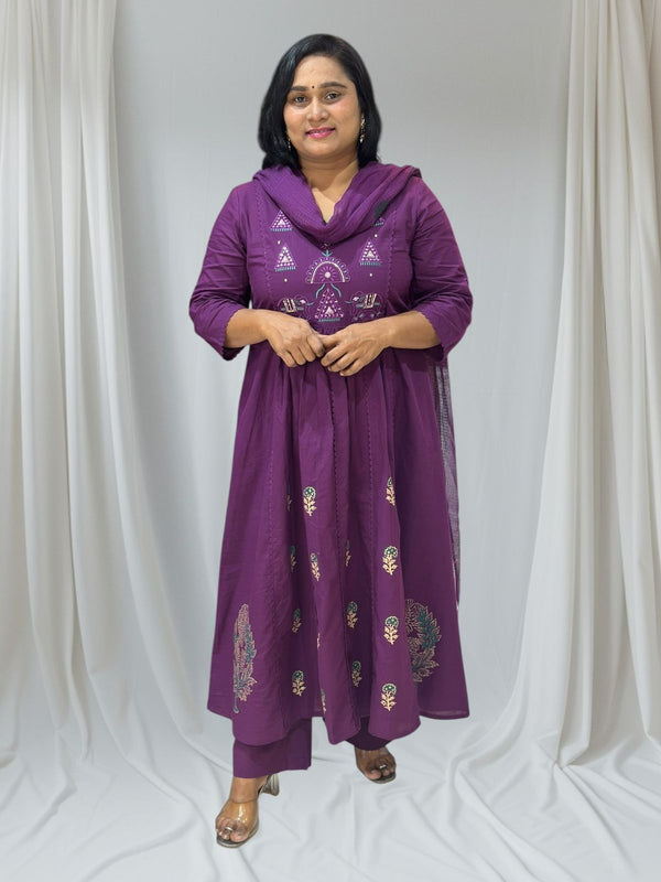 Purple Anuja Cotton suit set