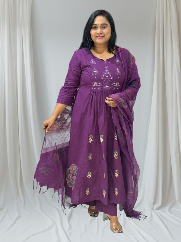 Purple Anuja Cotton suit set