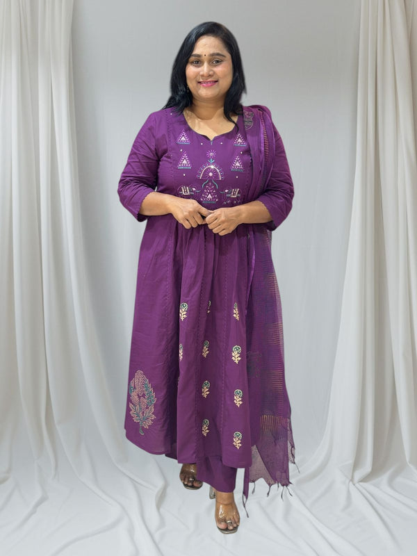 Purple Anuja Cotton suit set