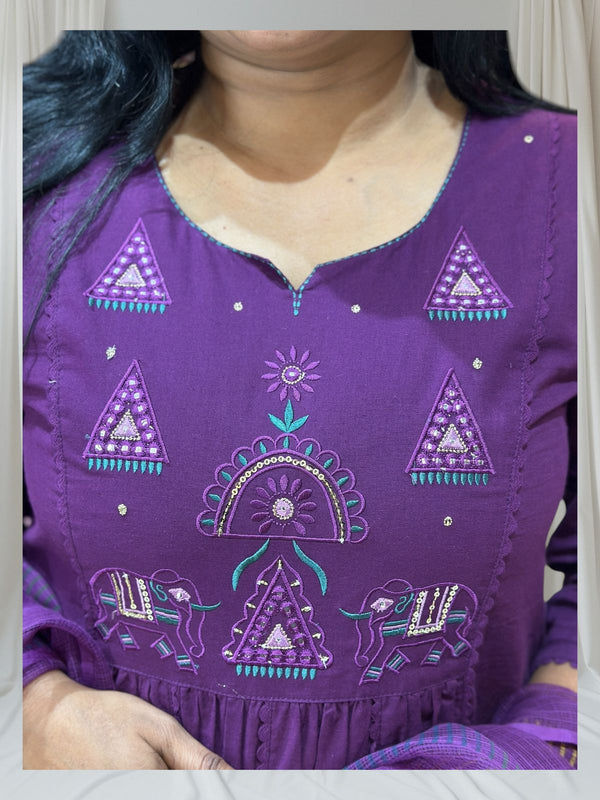 Purple Anuja Cotton suit set