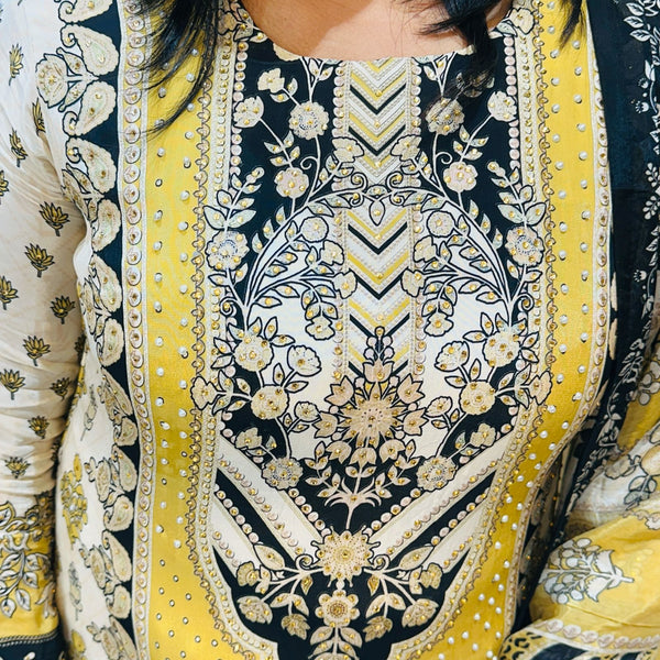 Multicolour IQRA A Line Crepe suit set