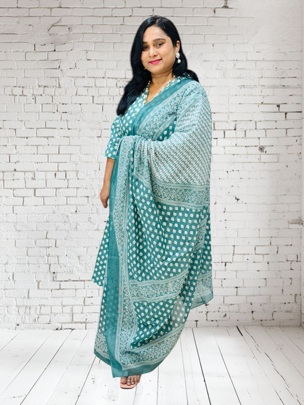 Teal Green Myra Cotton Suit set
