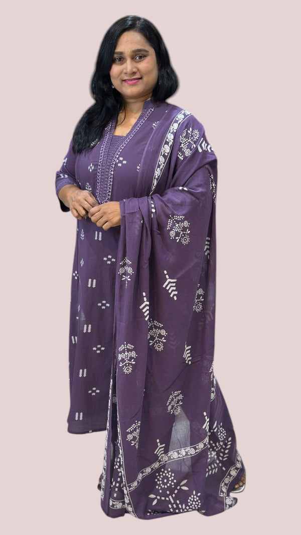 Brinjal Purple Jinal Cotton Suit set