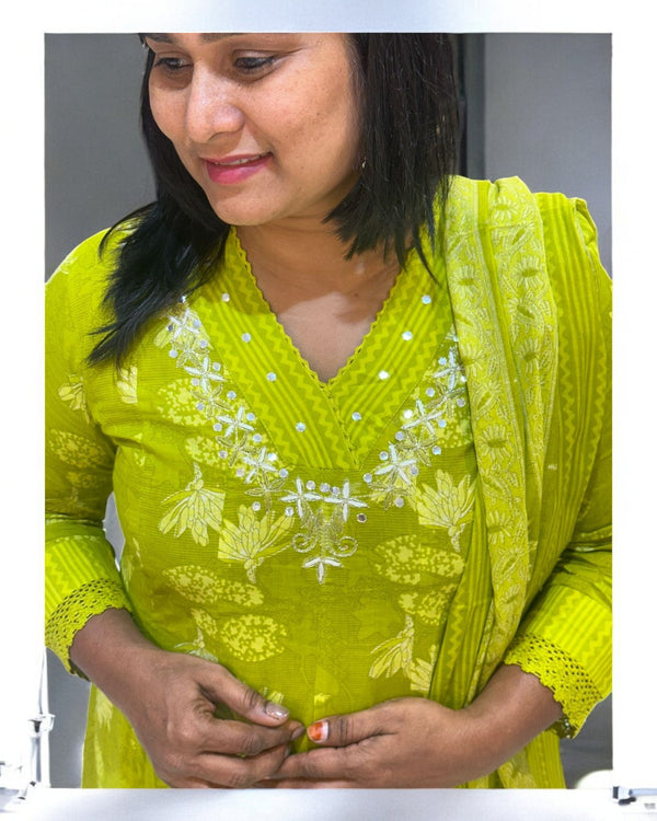 Parrot Green Laksha Anarkali suit set