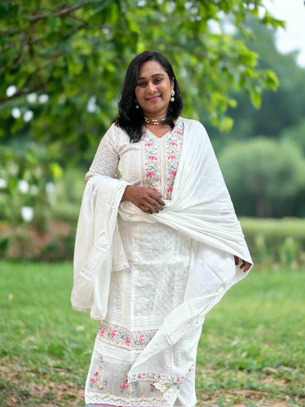 White Adya schiffli suit set - NEW ARRIVAL