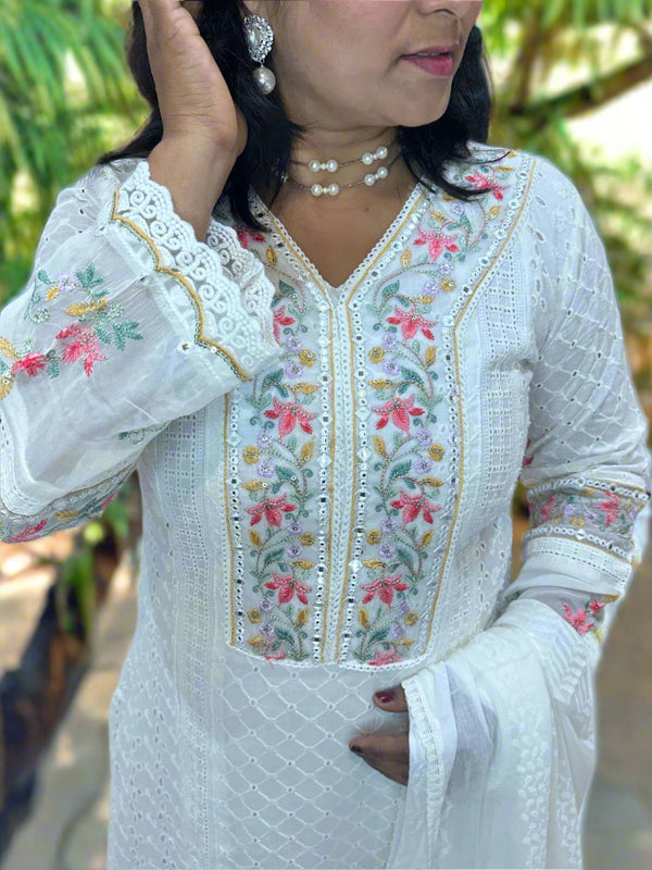 White Adya schiffli suit set - NEW ARRIVAL