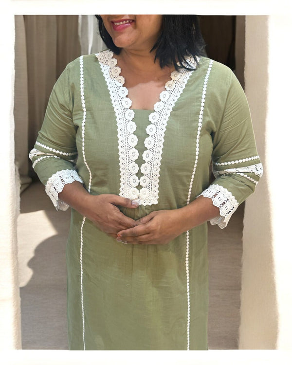 Light Olive green Manya Slub Cotton Co-ord set