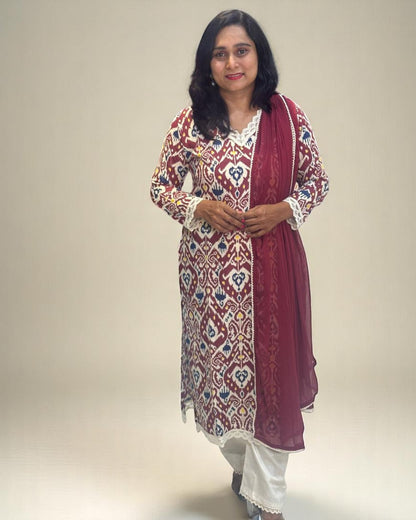 Maroon Esha Flex cotton suit set