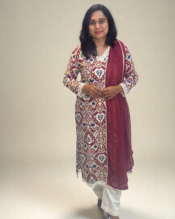 Maroon Esha Flex cotton suit set