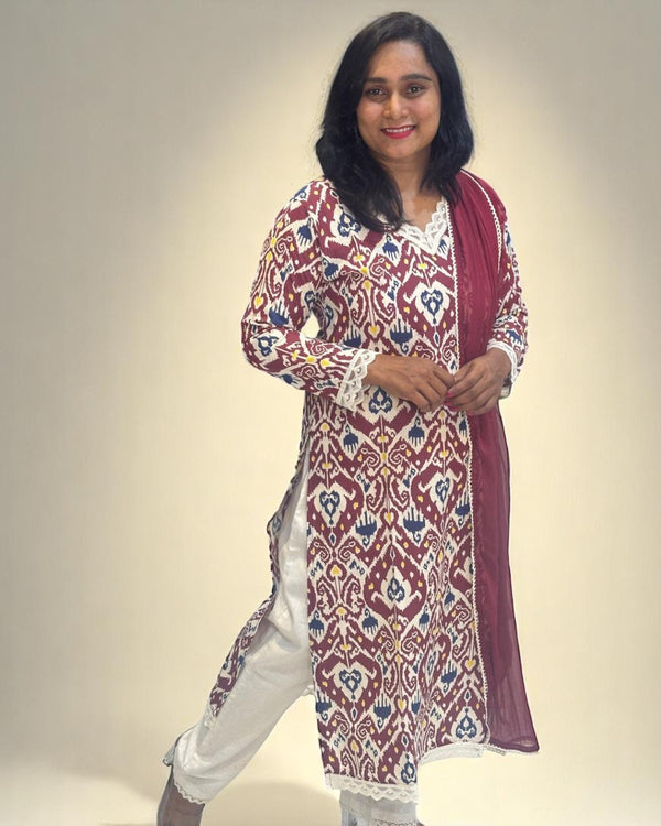 Maroon Esha Flex cotton suit set