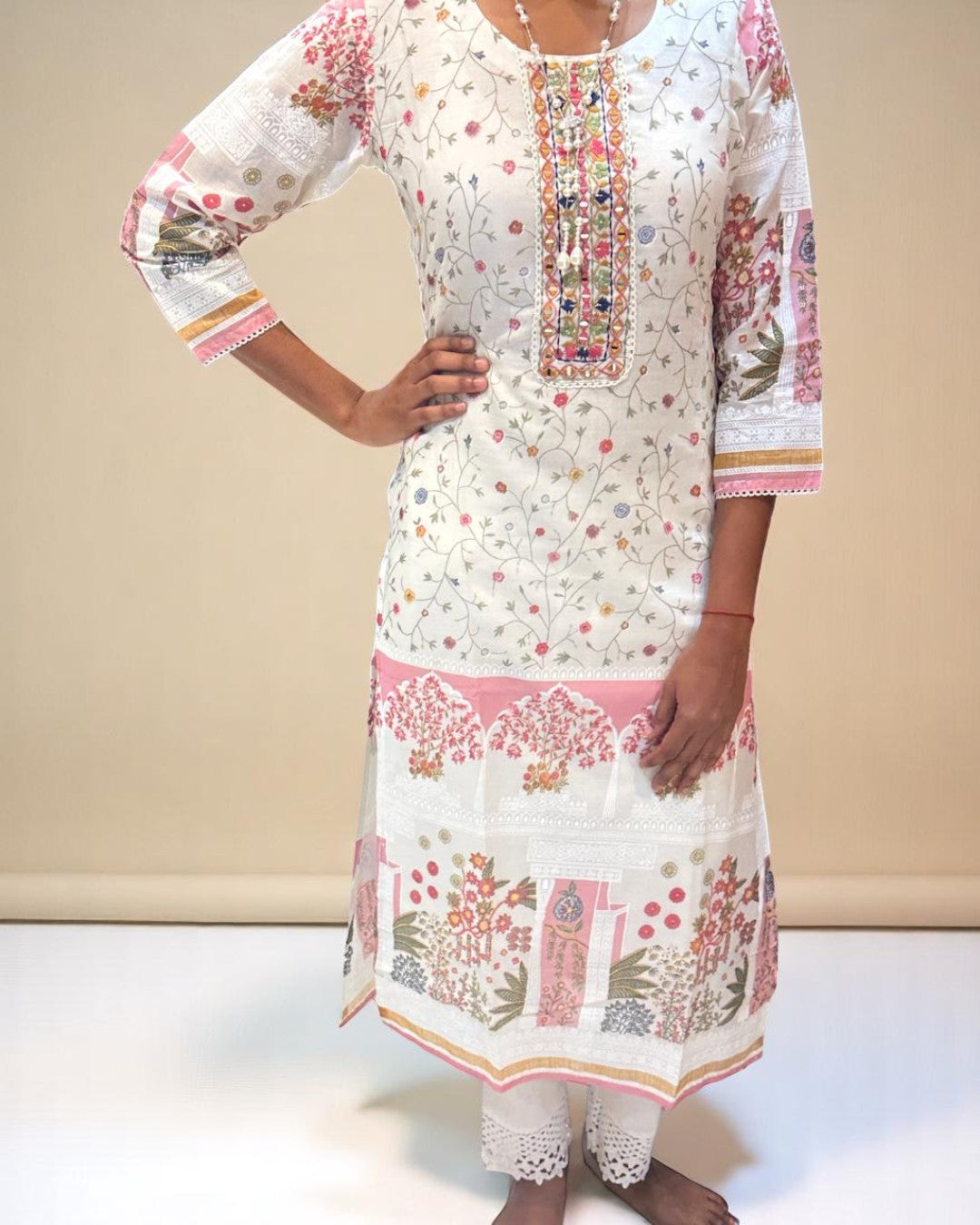 White Saya Cotton Kurta