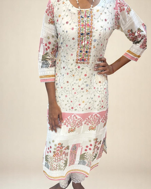 White Saya Cotton Kurta