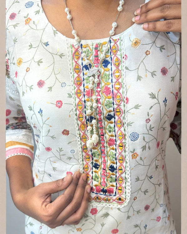 White Saya Cotton Kurta