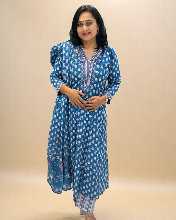 Blue Fella Anarkali suit set
