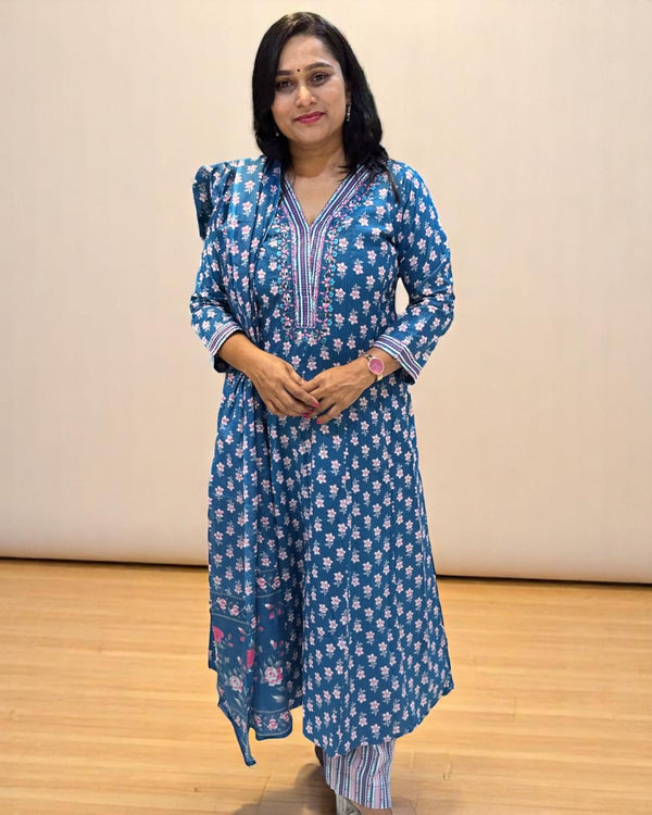 Blue Fella Anarkali suit set