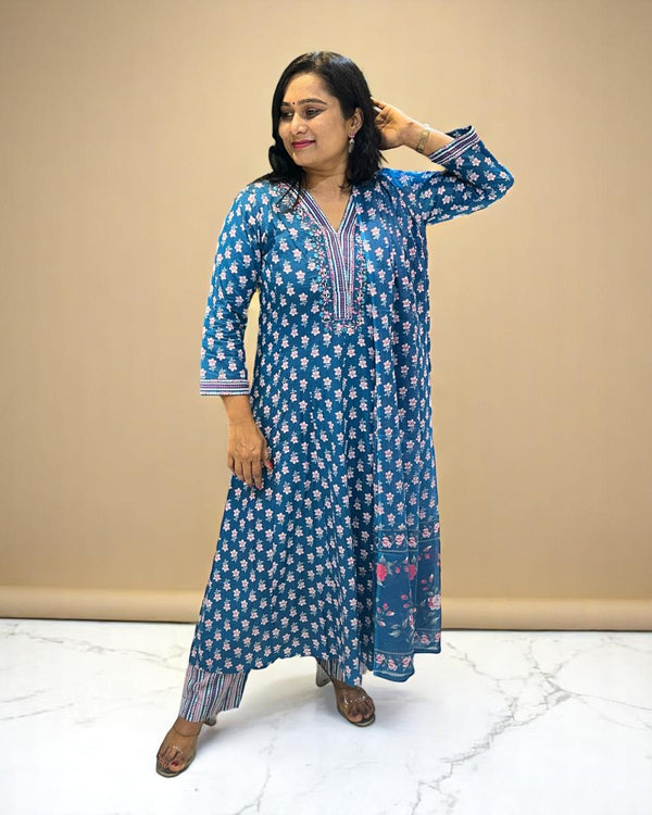 Blue Fella Anarkali suit set
