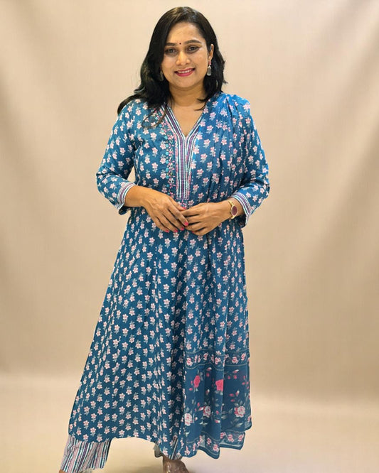 Blue Fella Anarkali suit set