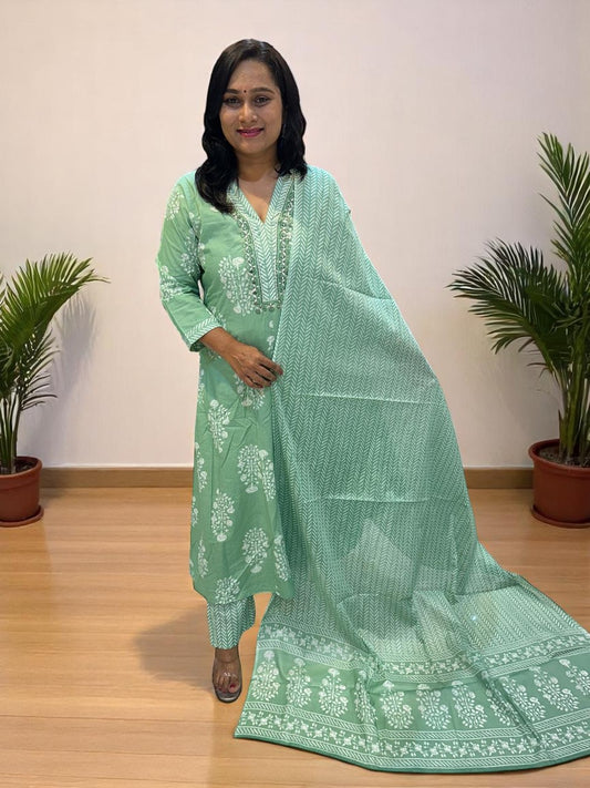 Green Yuvi Anarkali suit set
