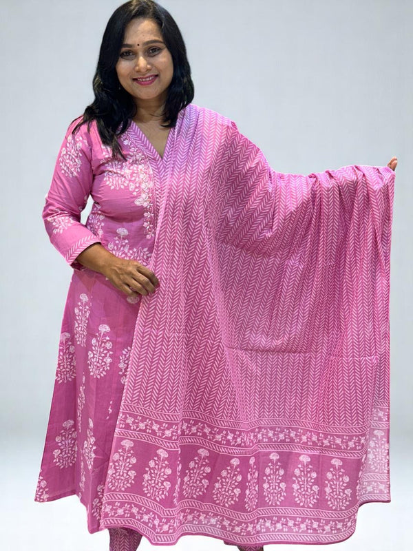Pink Yuvi Anarkali suit set