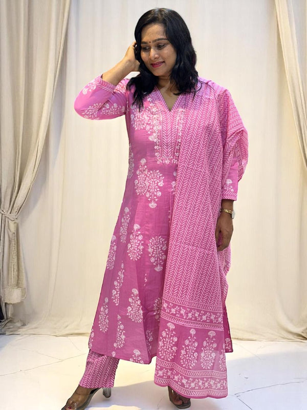 Pink Yuvi Anarkali suit set