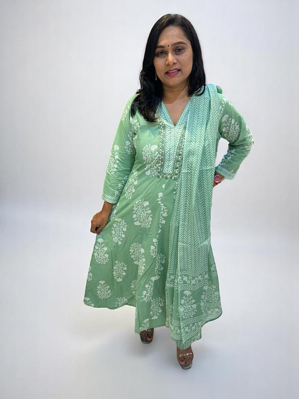 Green Yuvi Anarkali suit set