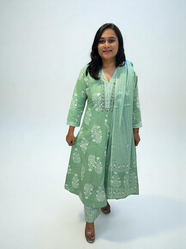 Green Yuvi Anarkali suit set