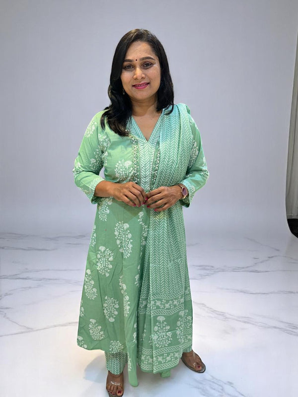 Green Yuvi Anarkali suit set