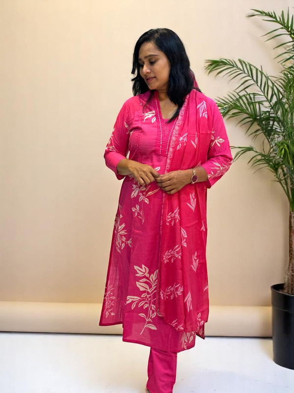 Pink Shama cotton suit set