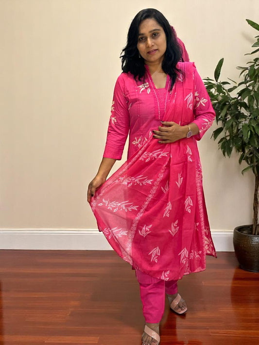 Pink Shama cotton suit set