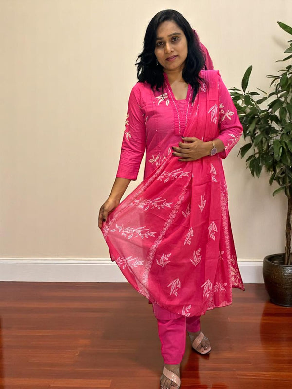 Pink Shama cotton suit set