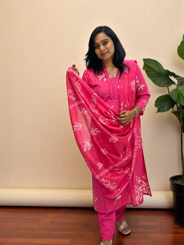 Pink Shama cotton suit set