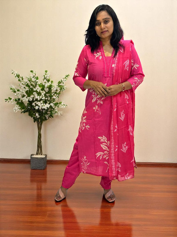 Pink Shama cotton suit set
