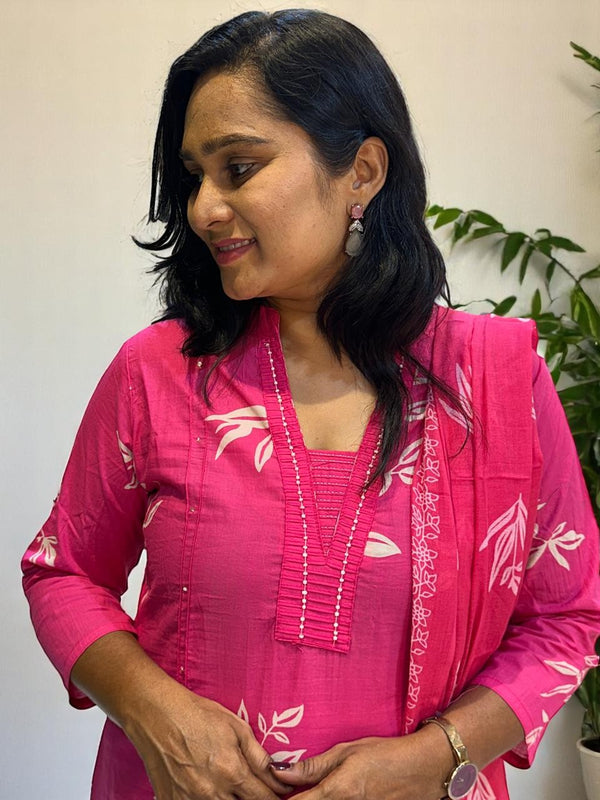 Pink Shama cotton suit set