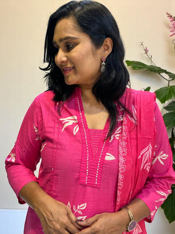 Pink Shama cotton suit set