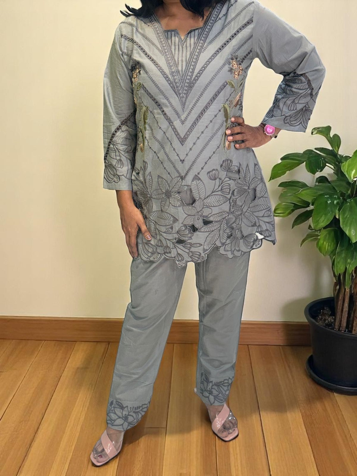 Grey cotton Co-ord set
