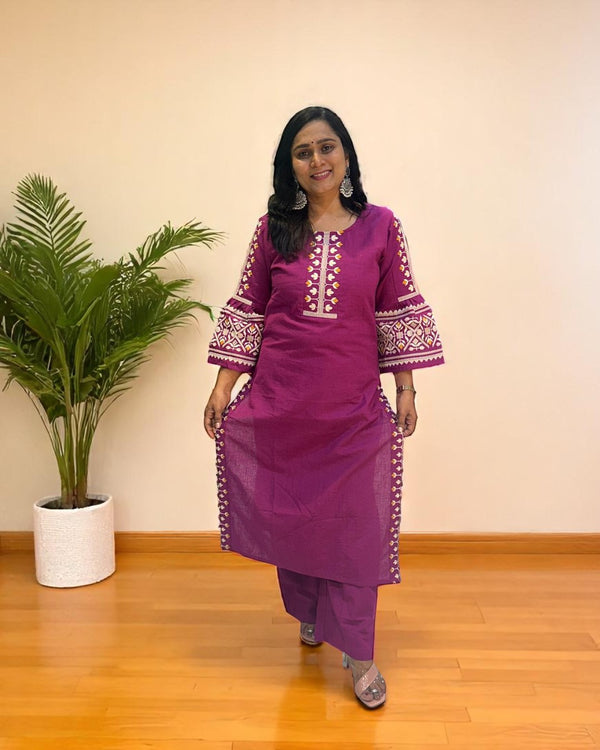 Magenta Elina Flex cotton Kurta Set