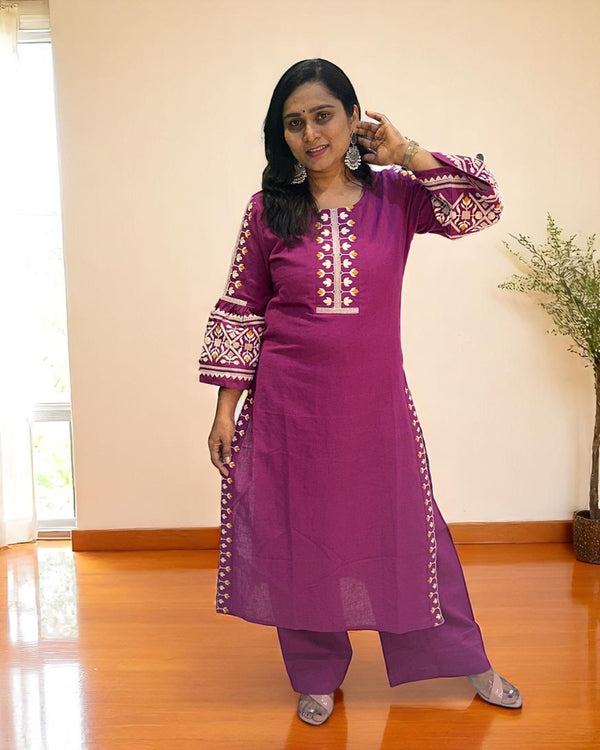 Magenta Elina Flex cotton Kurta Set
