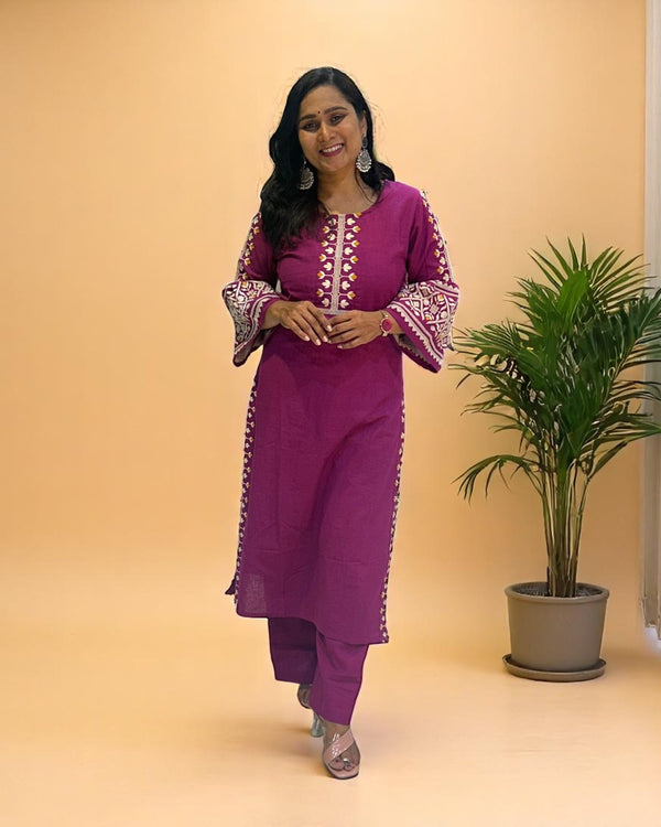 Magenta Elina Flex cotton Kurta Set