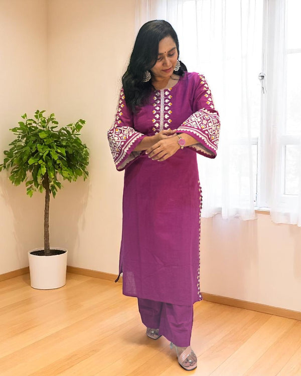 Magenta Elina Flex cotton Kurta Set
