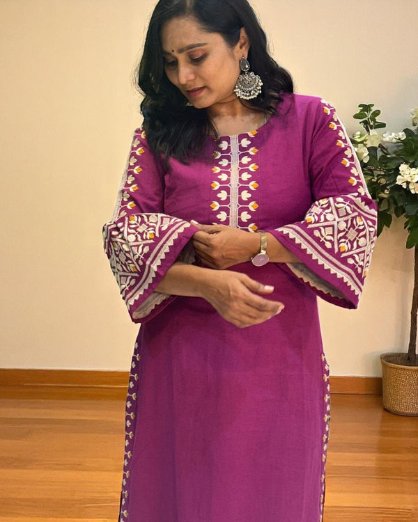Magenta Elina Flex cotton Kurta Set