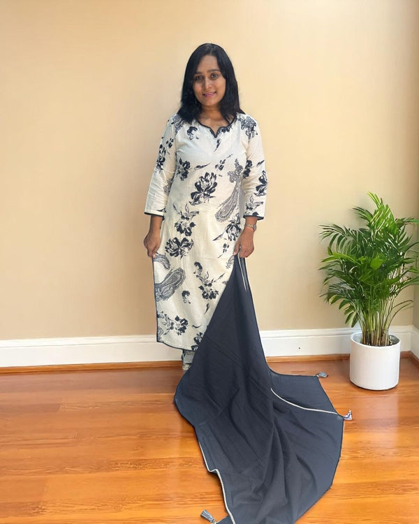 Off White Nuva Cotton suit set